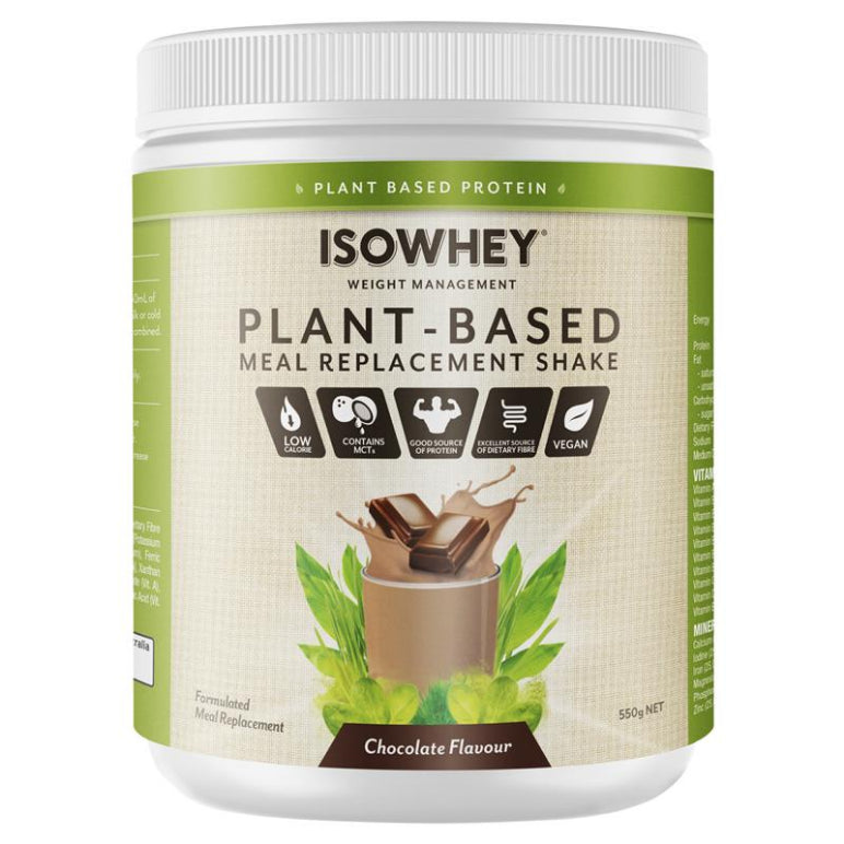 IsoWhey Plant-Based Meal Replacement Shake Chocolate 550g front image on Livehealthy HK imported from Australia