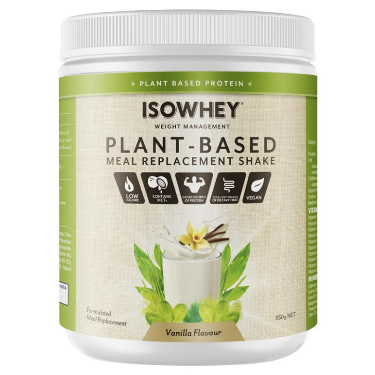 IsoWhey Plant-Based Meal Replacement Shake Vanilla 550g front image on Livehealthy HK imported from Australia
