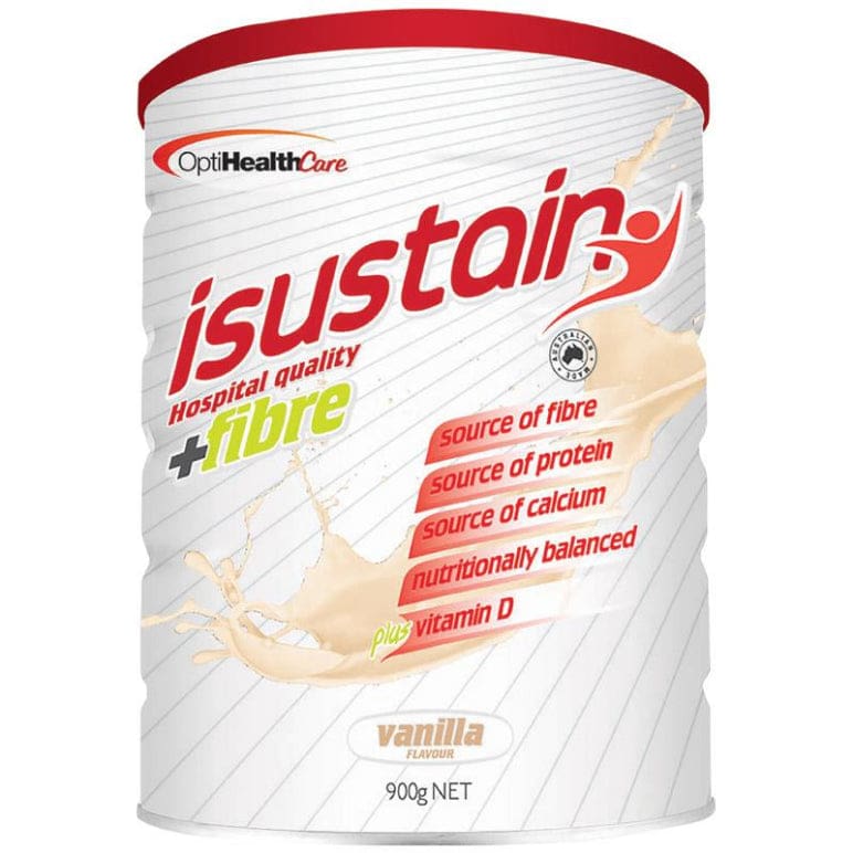 Isustain Hospital Quality plus Fibre Vanilla 900g front image on Livehealthy HK imported from Australia