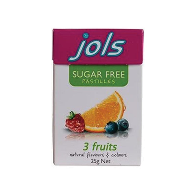Jols Sugar Free Pastilles 3 Fruits 25g front image on Livehealthy HK imported from Australia