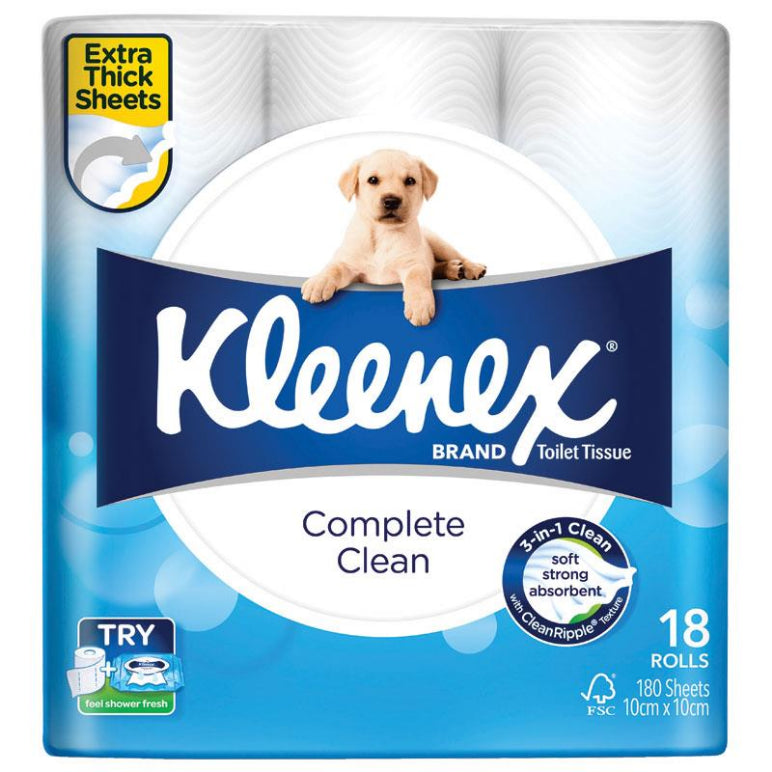 Kleenex Complete Clean 18 Pack front image on Livehealthy HK imported from Australia