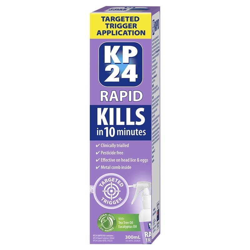 KP24 Rapid Head Lice/Nit 300ml Trigger Spray front image on Livehealthy HK imported from Australia