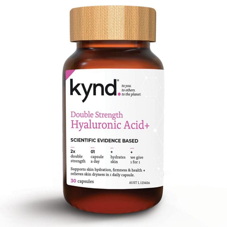 Kynd Double Strength Hyaluronic Acid+ 30 Capsules front image on Livehealthy HK imported from Australia