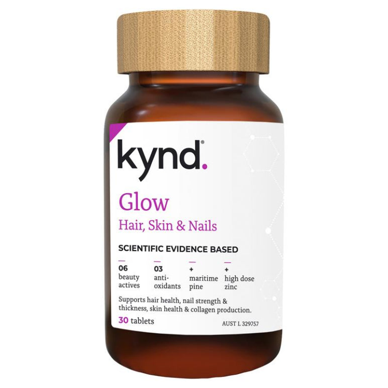 Kynd Glow Hair Skin & Nails 30 Tablets front image on Livehealthy HK imported from Australia