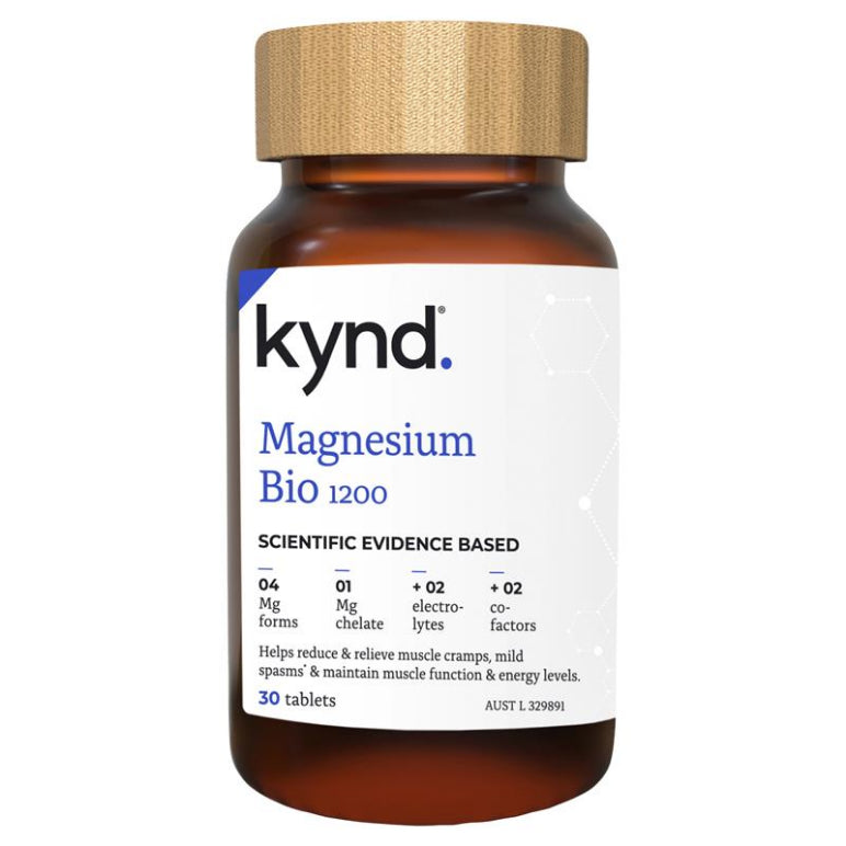 Kynd Magnesium Bio 1200 30 Tablets front image on Livehealthy HK imported from Australia