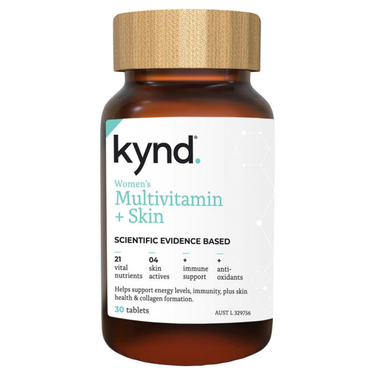 Kynd Womens Multivitamin + Skin 30 Tablets front image on Livehealthy HK imported from Australia