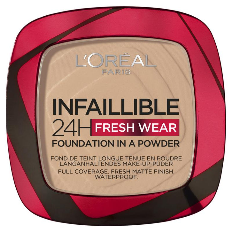 L'Oreal Paris Infallible 24 Hour Foundation in a Powder 130 True Beige front image on Livehealthy HK imported from Australia