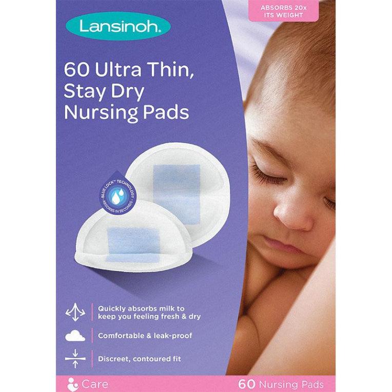 Lansinoh Ultra Thin Stay Dry Nursing Pads 60 Pack front image on Livehealthy HK imported from Australia