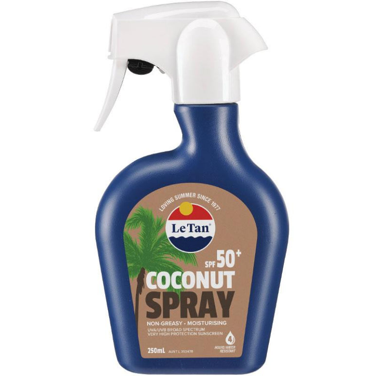 Le Tan Coconut SPF 50+ Spray 250ml front image on Livehealthy HK imported from Australia