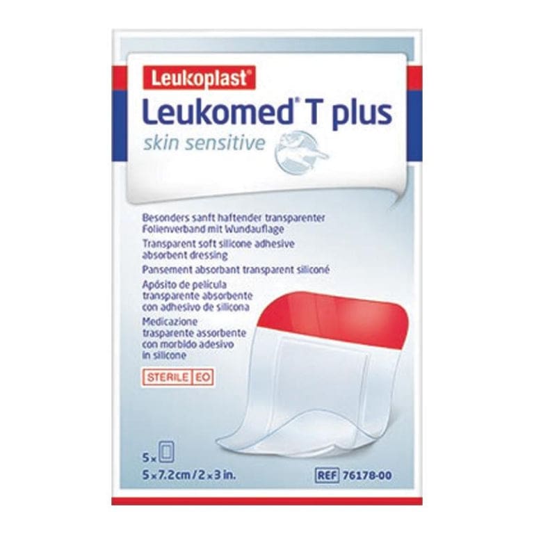 Leukomed T Plus Skin Sensitive Transparent 5cm x 7.2cm 5 Pack front image on Livehealthy HK imported from Australia