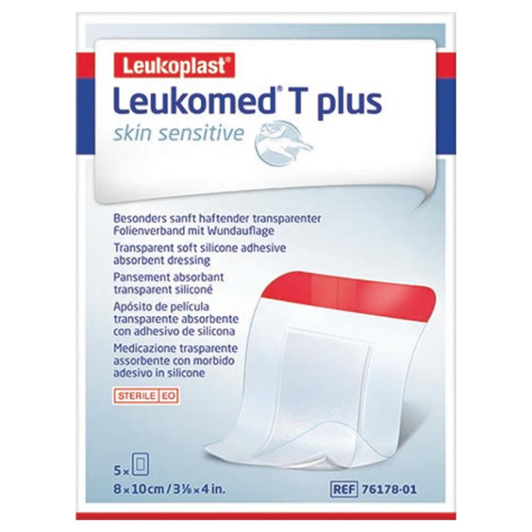 Leukomed T Plus Skin Sensitive Transparent 8cm x 10cm 5 Pack front image on Livehealthy HK imported from Australia