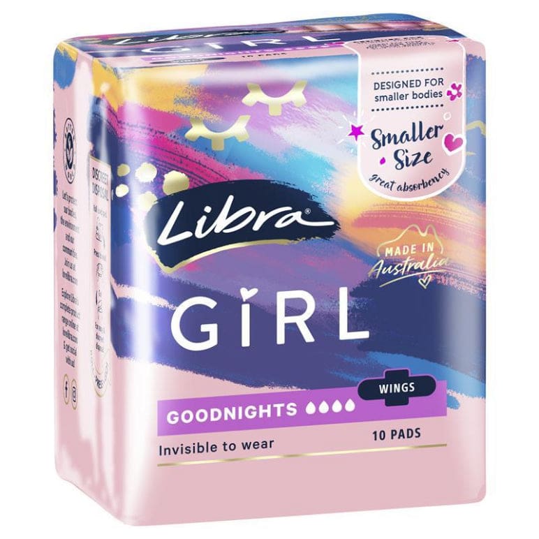 Libra Girl Pads Goodnight Wing 10 Pack front image on Livehealthy HK imported from Australia