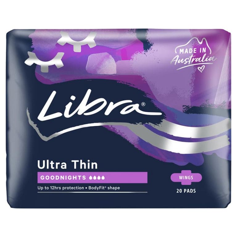 Libra Goodnights Pads Ultra Thin 20 front image on Livehealthy HK imported from Australia