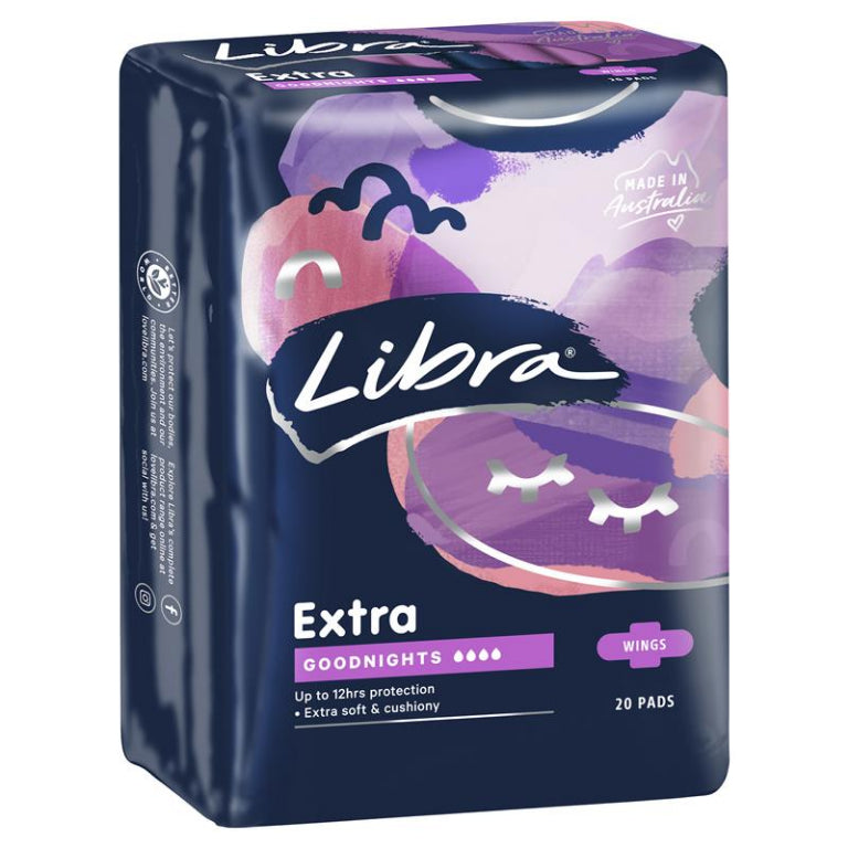 Libra Pad Extra Goodnight 20 Pack front image on Livehealthy HK imported from Australia