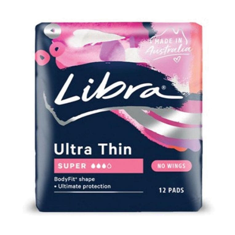 Libra Ultra Thins Pads Super 12 Pack front image on Livehealthy HK imported from Australia