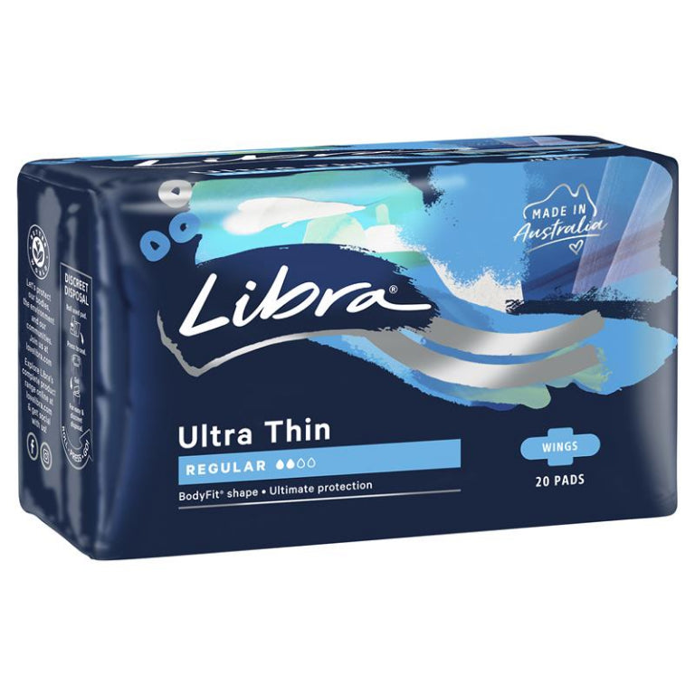 Libra Ultra Thins Pads Wings Regular 20 front image on Livehealthy HK imported from Australia