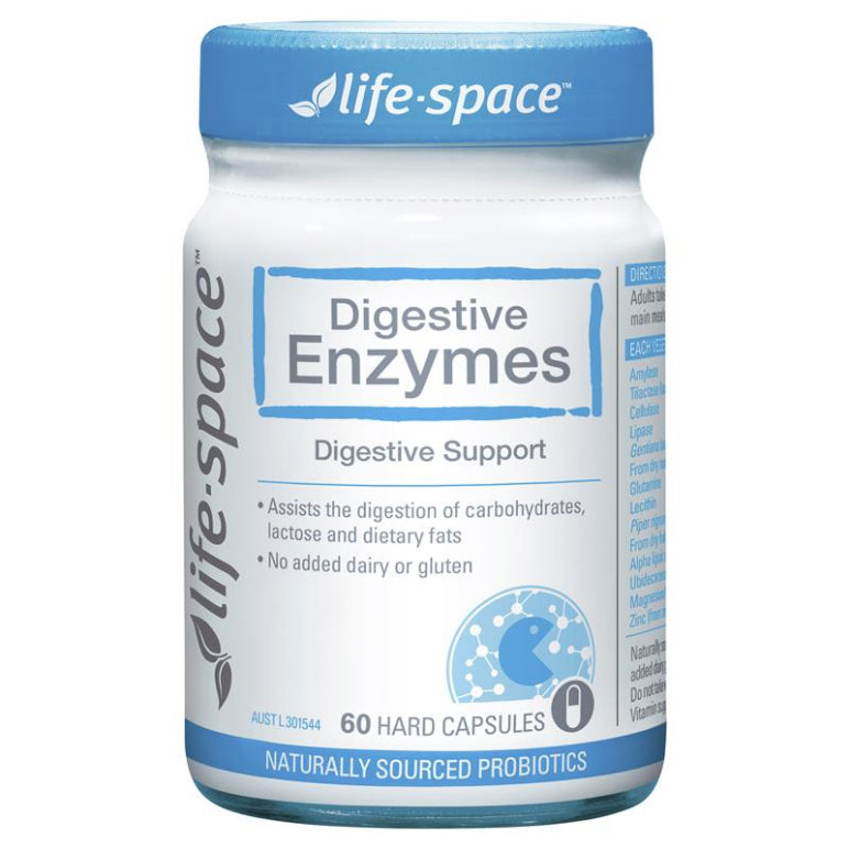 Life Space Digestive Enzymes 60 Capsules front image on Livehealthy HK imported from Australia