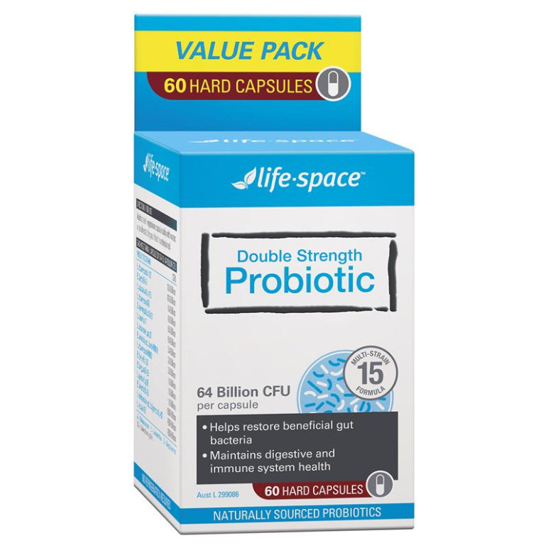 Life Space Double Strength Probiotic 60 Capsules front image on Livehealthy HK imported from Australia