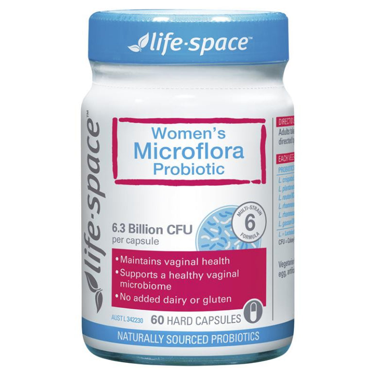 Life Space Womens Microflora Probiotic 60 Capsules front image on Livehealthy HK imported from Australia