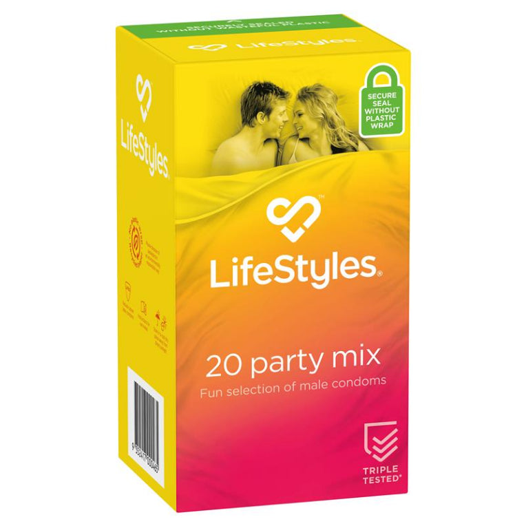 LifeStyles Condoms Party Mix 20 Pack front image on Livehealthy HK imported from Australia