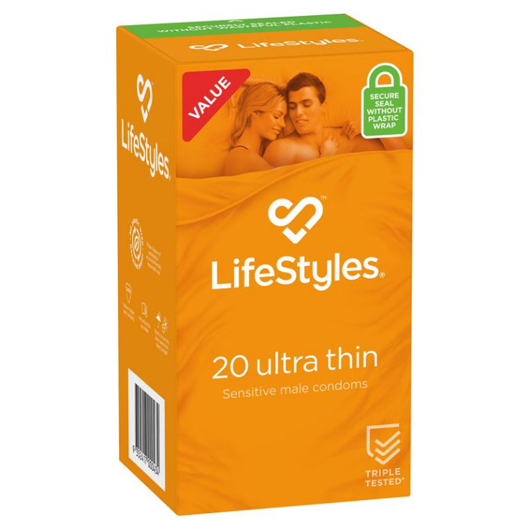 LifeStyles Condoms Ultra Thin 20 Pack front image on Livehealthy HK imported from Australia