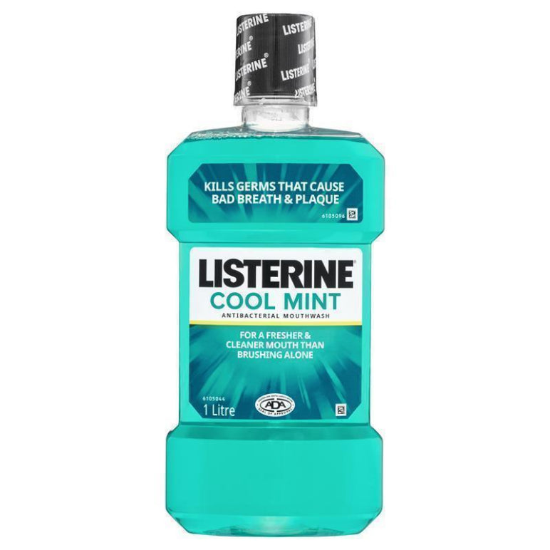 Listerine Cool Mint Antibacterial Mouthwash 1L front image on Livehealthy HK imported from Australia