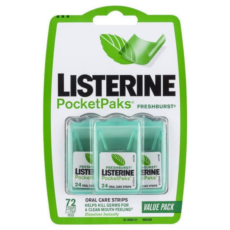 Listerine Pocketpaks Oral Care Strips Freshburst Value Pack 72 front image on Livehealthy HK imported from Australia
