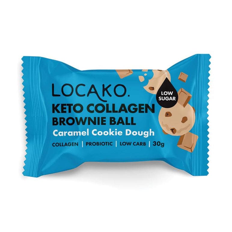 Locako Keto Collagen Brownie Ball Caramel Cookie Dough 30g front image on Livehealthy HK imported from Australia