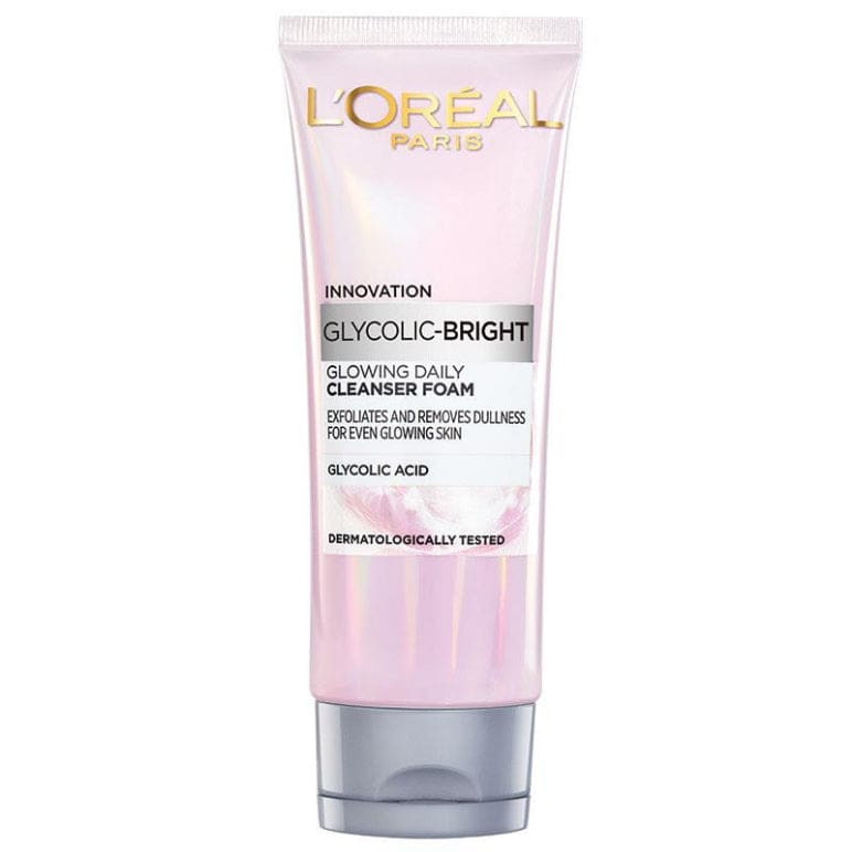 L'Oreal Paris Glycolic Bright Glowing Daily Cleanser Foam With Glycolic Acid 100ml front image on Livehealthy HK imported from Australia