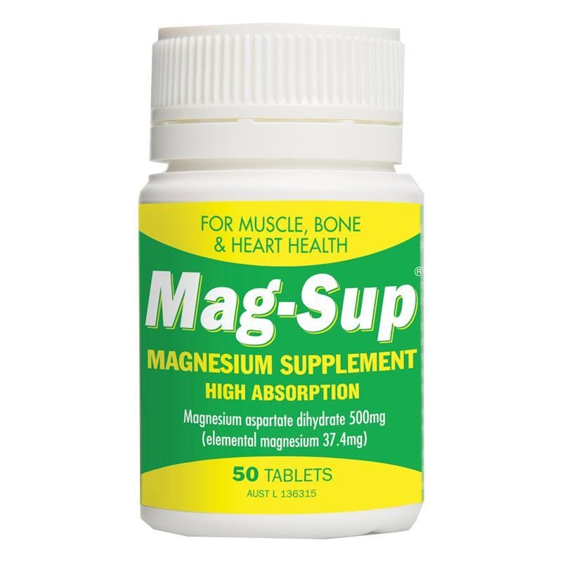Mag-Sup 500mg 50 Tablets front image on Livehealthy HK imported from Australia