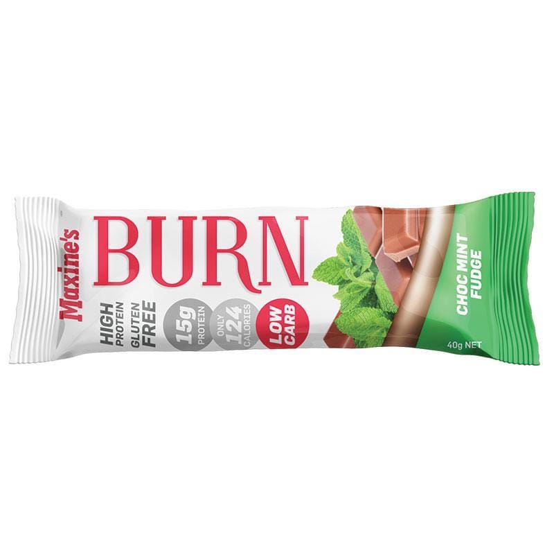 Maxines Burn Bar Choc Mint Fudge 40g front image on Livehealthy HK imported from Australia
