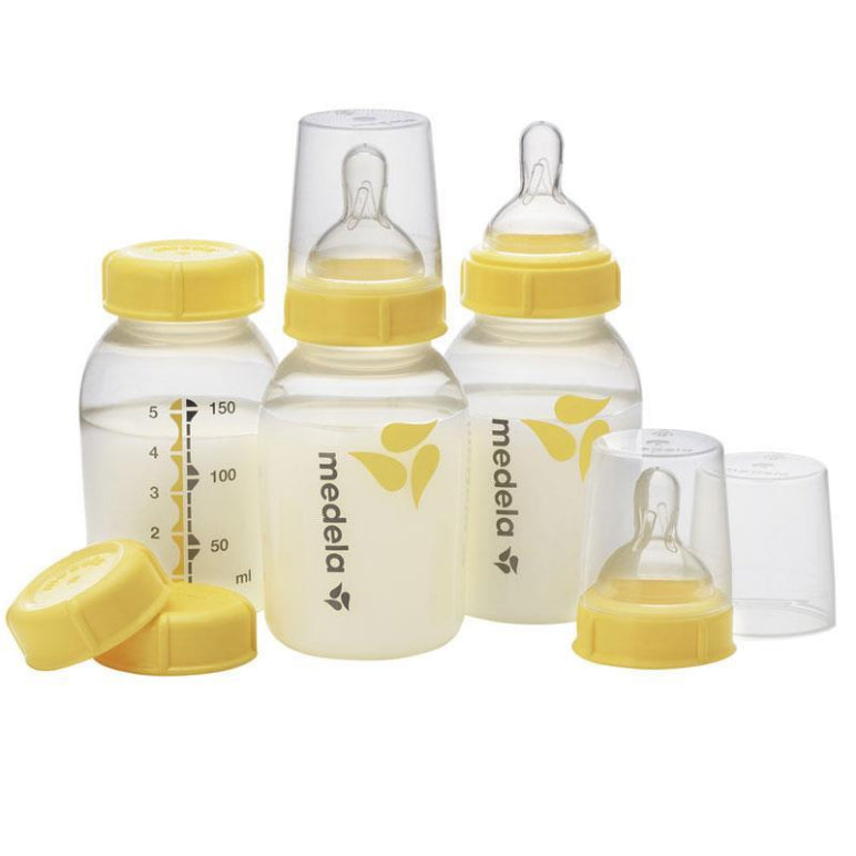 Medela Breastmilk Bottle 150ml with Wide Base Teat 3 Pack front image on Livehealthy HK imported from Australia