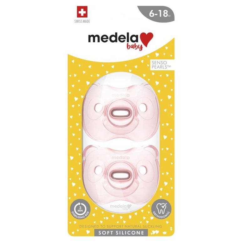 Medela Soft Silicone Duo Girl Pink Soothers 6-18 Months front image on Livehealthy HK imported from Australia