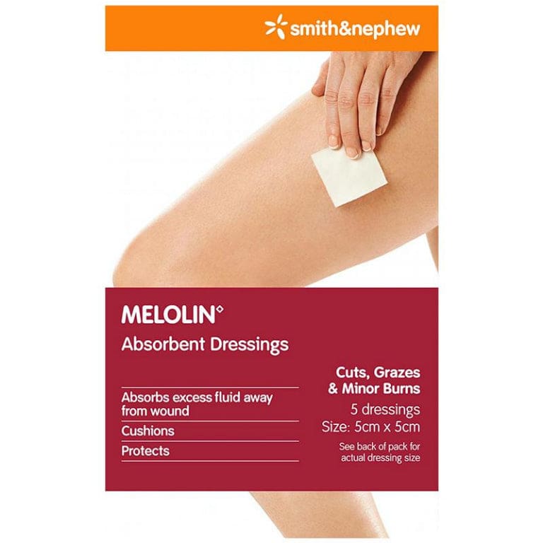 Melolin 5cm x 5cm 5 Pack front image on Livehealthy HK imported from Australia