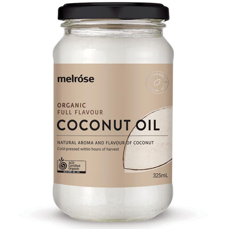 Melrose Organic Full Flavoured Coconut Oil 325ml NEW front image on Livehealthy HK imported from Australia