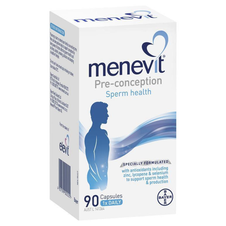 Menevit Pre-Conception Sperm Health Capsules 90 pack (90 days) front image on Livehealthy HK imported from Australia