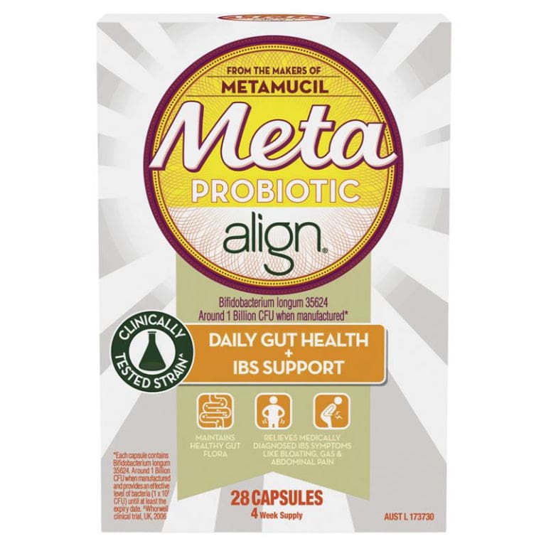 Meta Align Daily IBS Probiotics Capsules 28 Pack front image on Livehealthy HK imported from Australia
