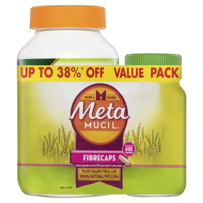 Metamucil Capsules Value Bundle 300 Capsules + 100 Capsules front image on Livehealthy HK imported from Australia