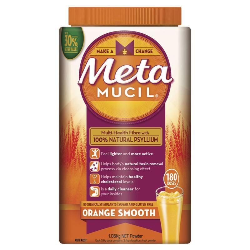 Metamucil Fibre Supplement Smooth Orange 180 Dose front image on Livehealthy HK imported from Australia