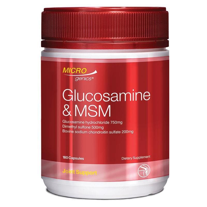 Microgenics Glucosamine & MSM 180 Capsules front image on Livehealthy HK imported from Australia