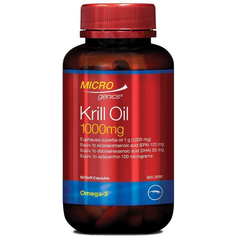 Microgenics Krill Oil 1000mg 60 Capsules front image on Livehealthy HK imported from Australia