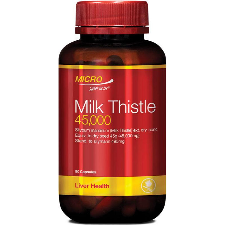 Microgenics Milk Thistle 45000 One A Day 90 Capsules front image on Livehealthy HK imported from Australia