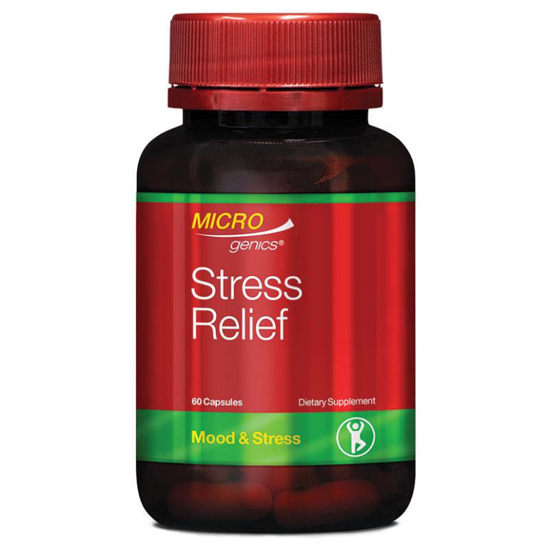 Microgenics Stress Relief 60 Capsules front image on Livehealthy HK imported from Australia
