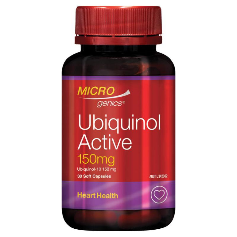 Microgenics Ubiquinol Active 150mg 30 Soft Capsules front image on Livehealthy HK imported from Australia