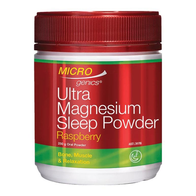 Microgenics Ultra Magnesium Sleep Raspberry Flavour 250g Powder front image on Livehealthy HK imported from Australia