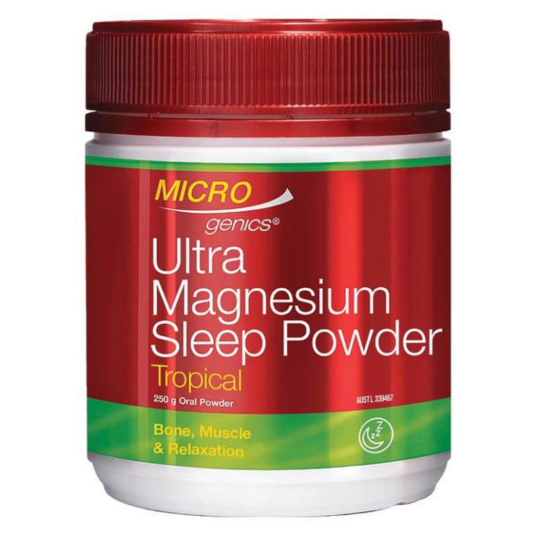 Microgenics Ultra Magnesium Sleep Tropical Flavour 250g Powder front image on Livehealthy HK imported from Australia