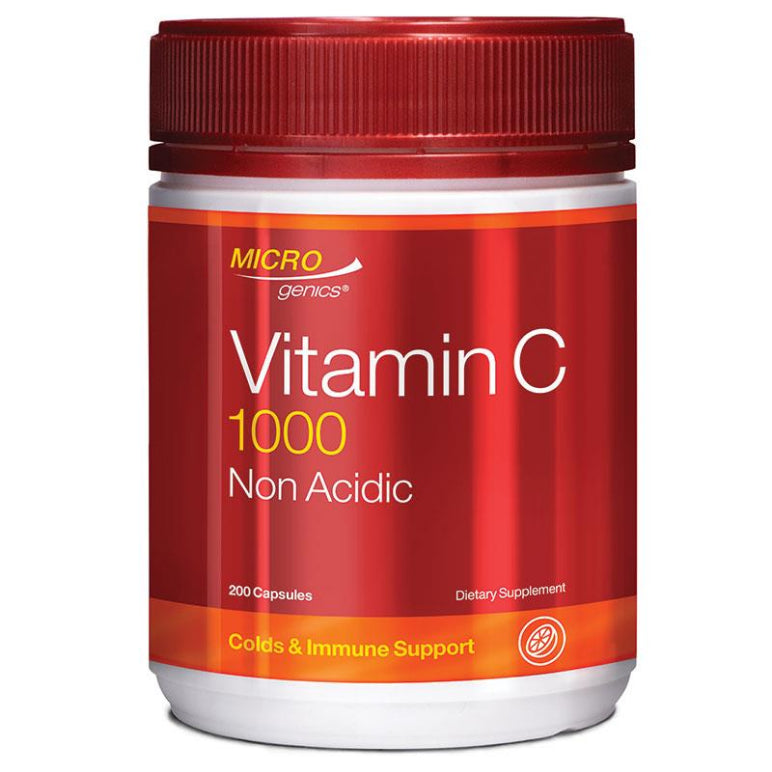 Microgenics Vitamin C 1000 Non Acidic 200 Capsules front image on Livehealthy HK imported from Australia