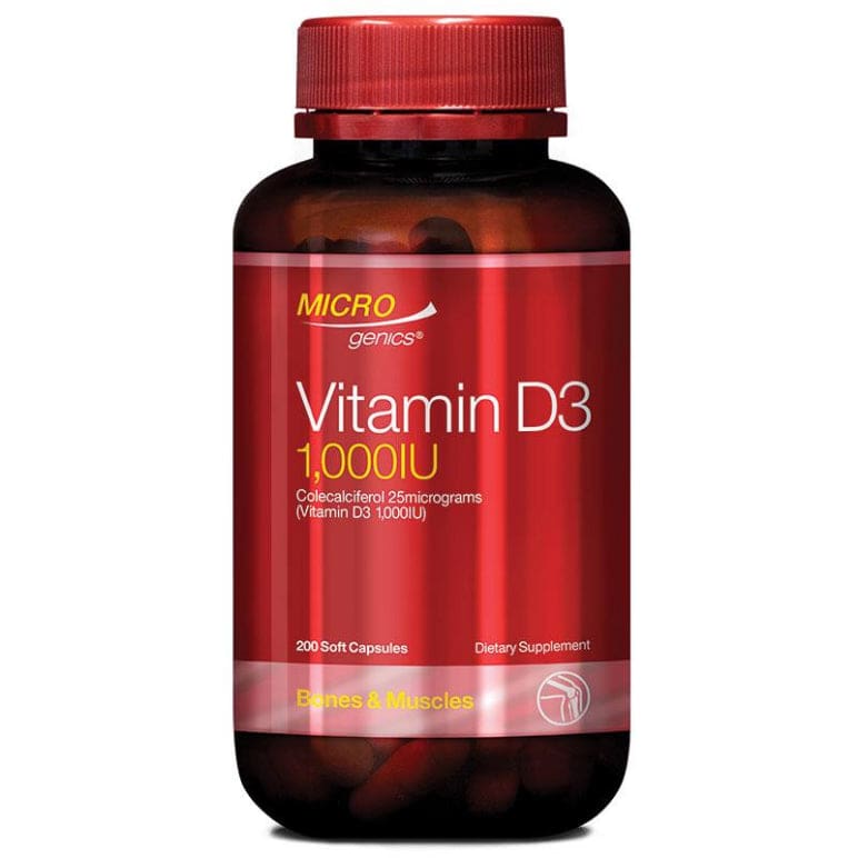 Microgenics Vitamin D3 1000IU 200 Capsules front image on Livehealthy HK imported from Australia