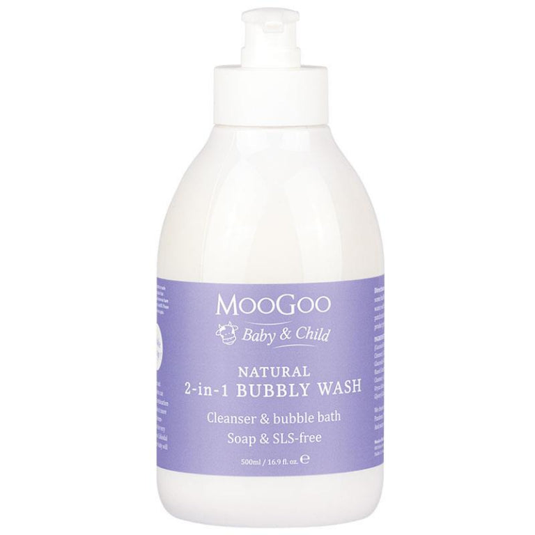 MooGoo Baby And Child 2 In 1 Bubbly Wash 500ml front image on Livehealthy HK imported from Australia