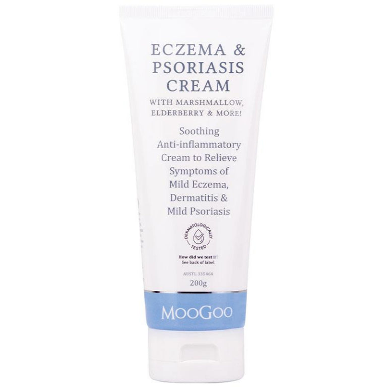 MooGoo Eczema & Psoriasis Cream With Marshmallow & Elderberry 200g front image on Livehealthy HK imported from Australia